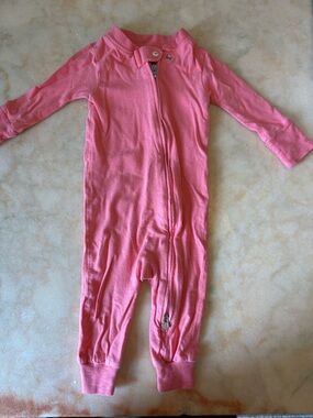 Burt’s Bees Baby Coral Pink Zip-Front Footless Onesie